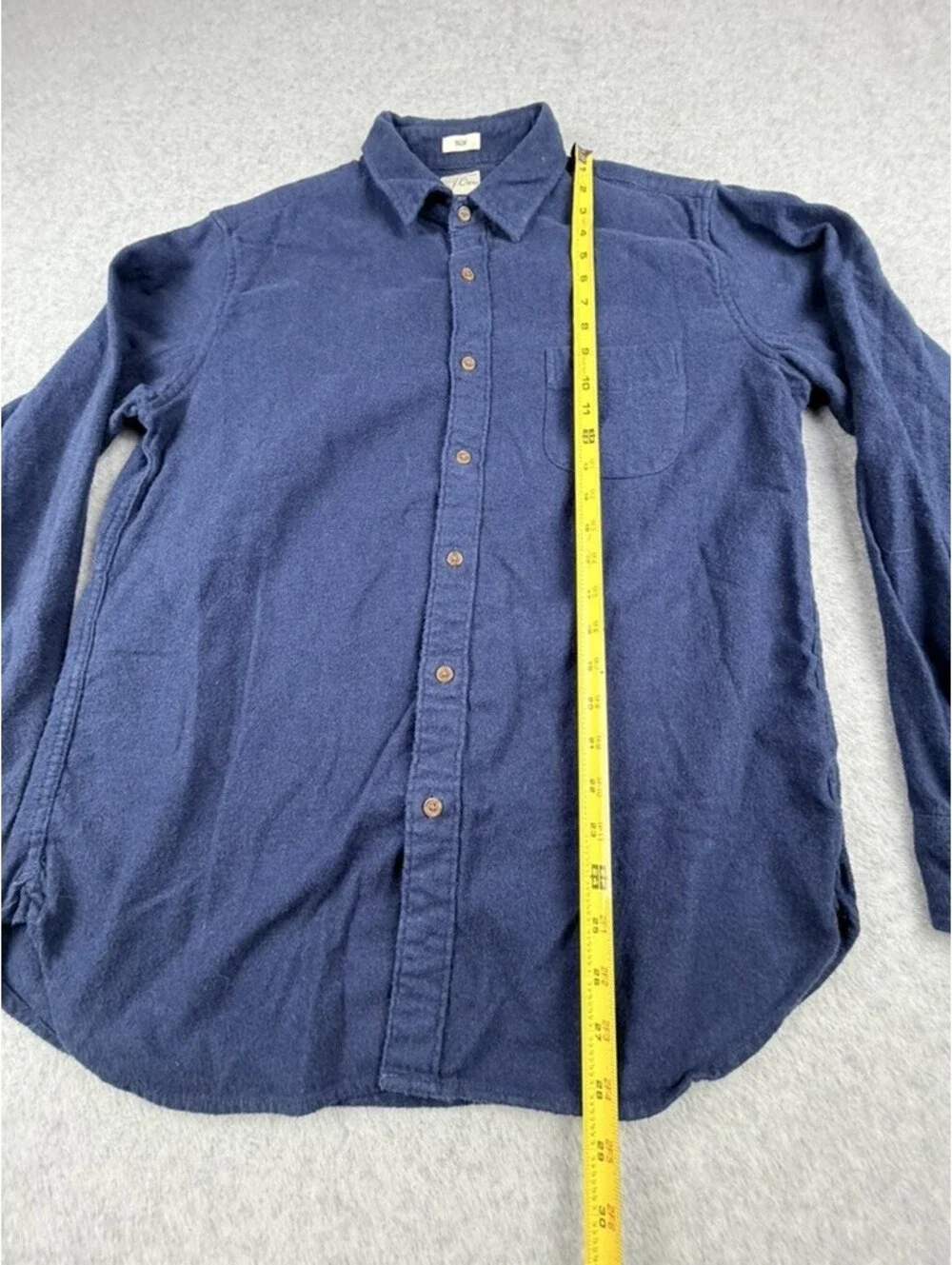 J.Crew Slim L Navy Blue Mens Flannel Long Sleeve Button Up Shirt Cotton